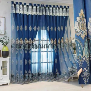 rideau en tulle bleu Maison Rideau