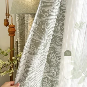 rideau feuillage bleu