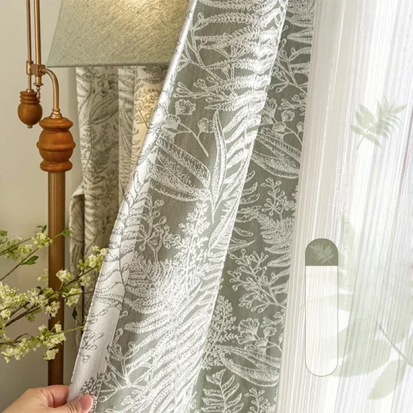 rideau feuillage bleu