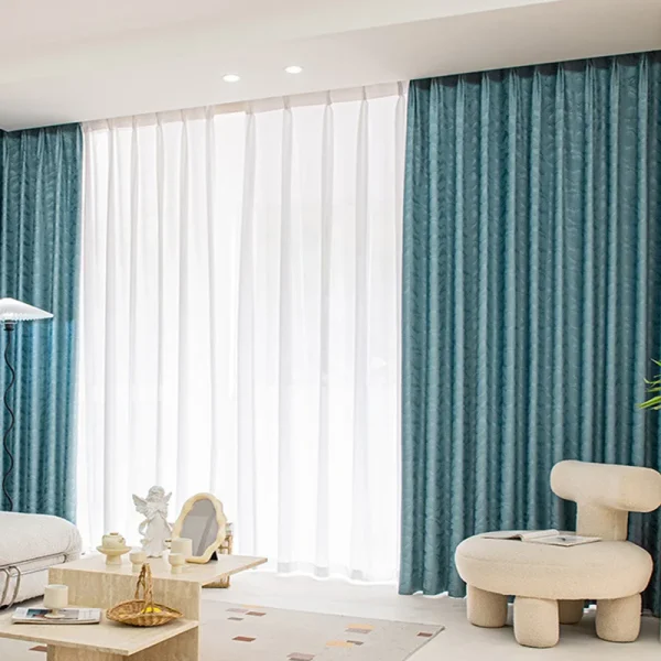 rideau fenêtre bleu