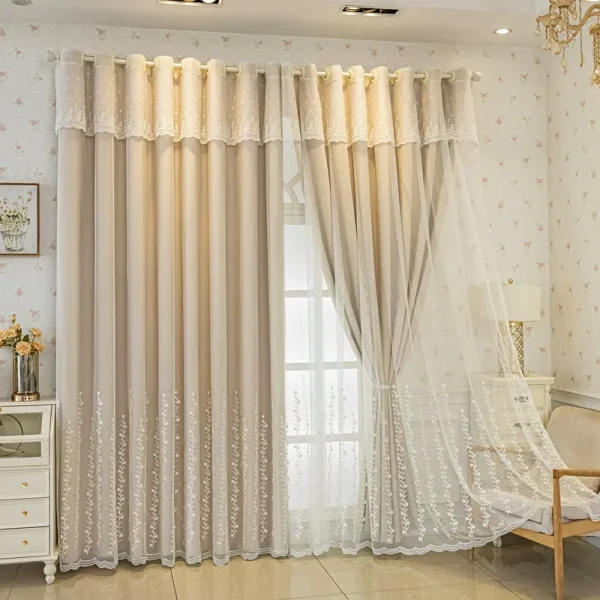 RIDEAU DOUBLE BEIGE élégant