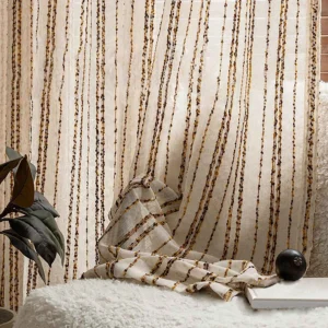 rideau marron rayures