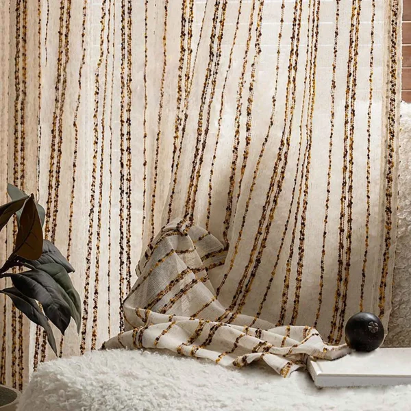 rideau marron rayures