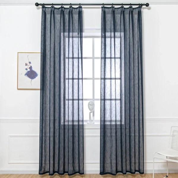 rideau semi transparent bleu