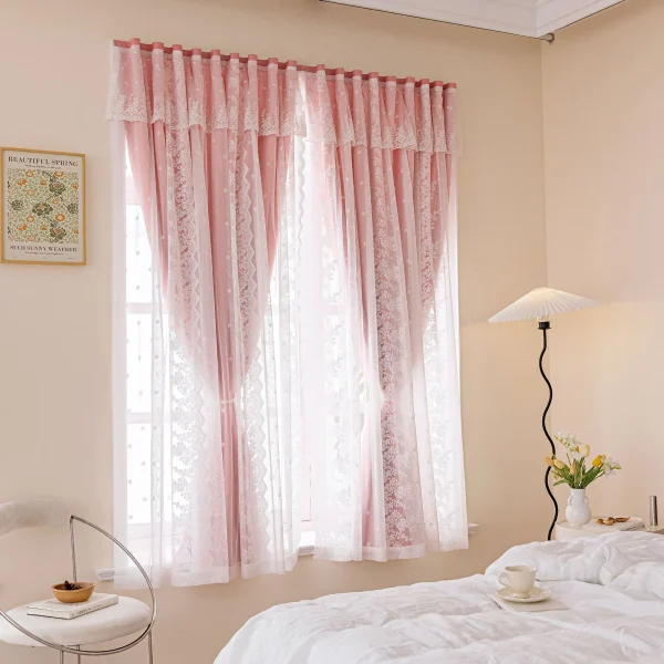 rideau haut de gamme rose