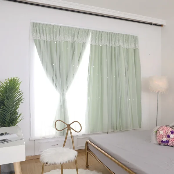 RIDEAU VERT VOILAGE élégant