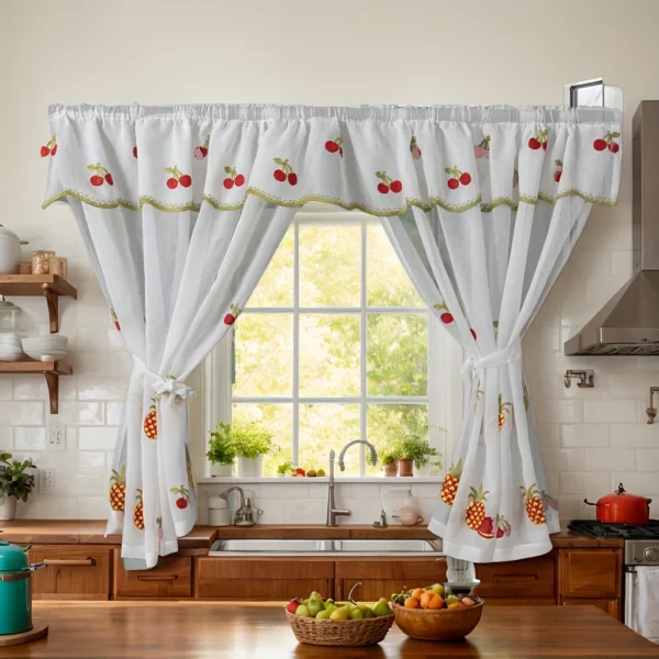 rideau cuisine brodé